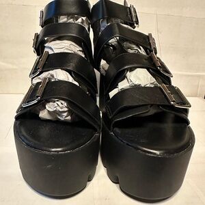 Women Platform Sandals Open Toe Buckle Straps Thick High Heels Shoes Size 6